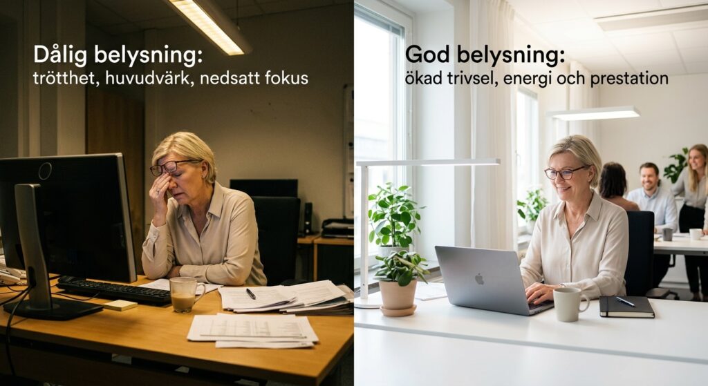 bra ljus viktigt för arbetsmiljön